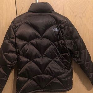 Brown north face puffer jacket
